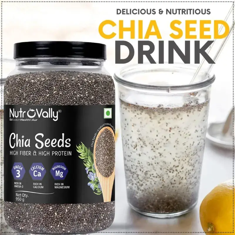 NutroVally Chia Seeds 950g Omega 3 & High Fiber Superfood nutrovally chia seeds