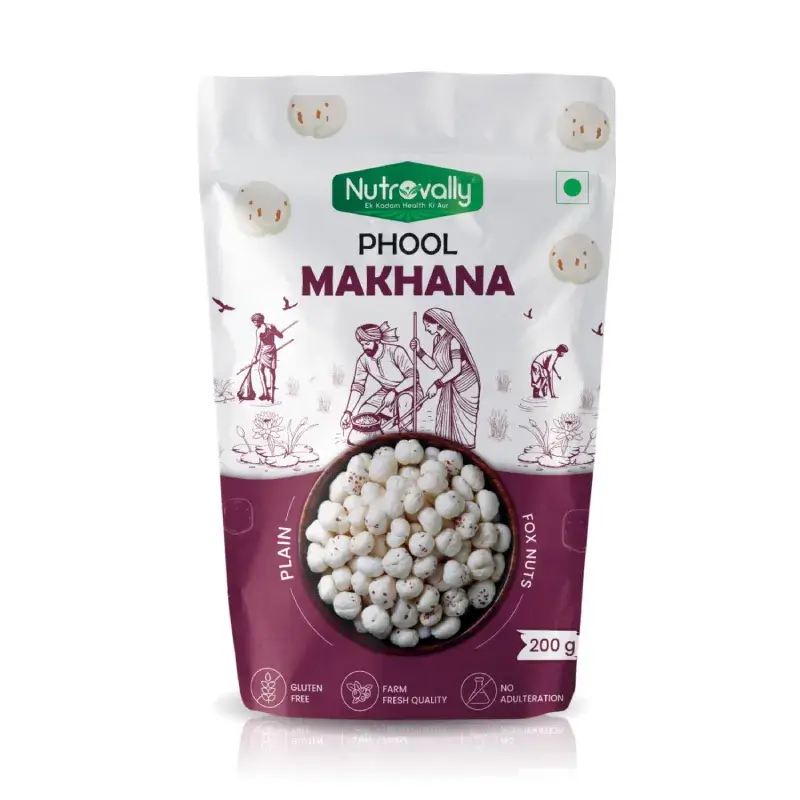 NutroVally Phool Makhana 200g Roasted Fox Nuts Snack nutrovally phool makhana