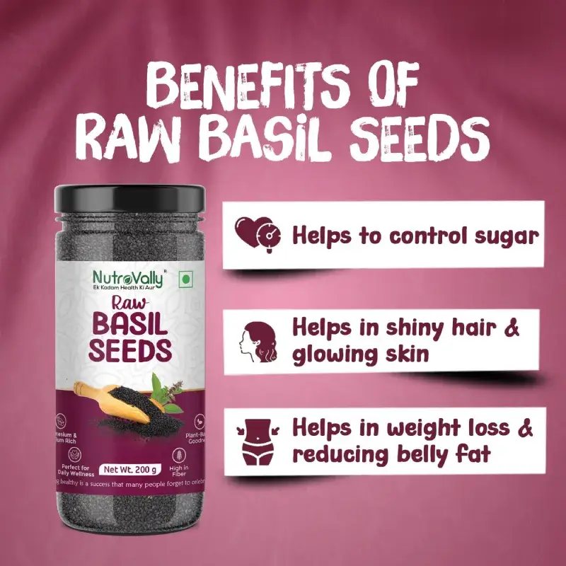 NutroVally Raw Basil Seeds 200g Sabja Superfood Seeds nutrovally raw basil seeds