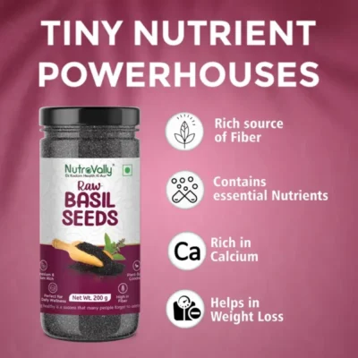 NutroVally Raw Basil Seeds 200g Sabja Superfood Seeds nutrovally raw basil seeds