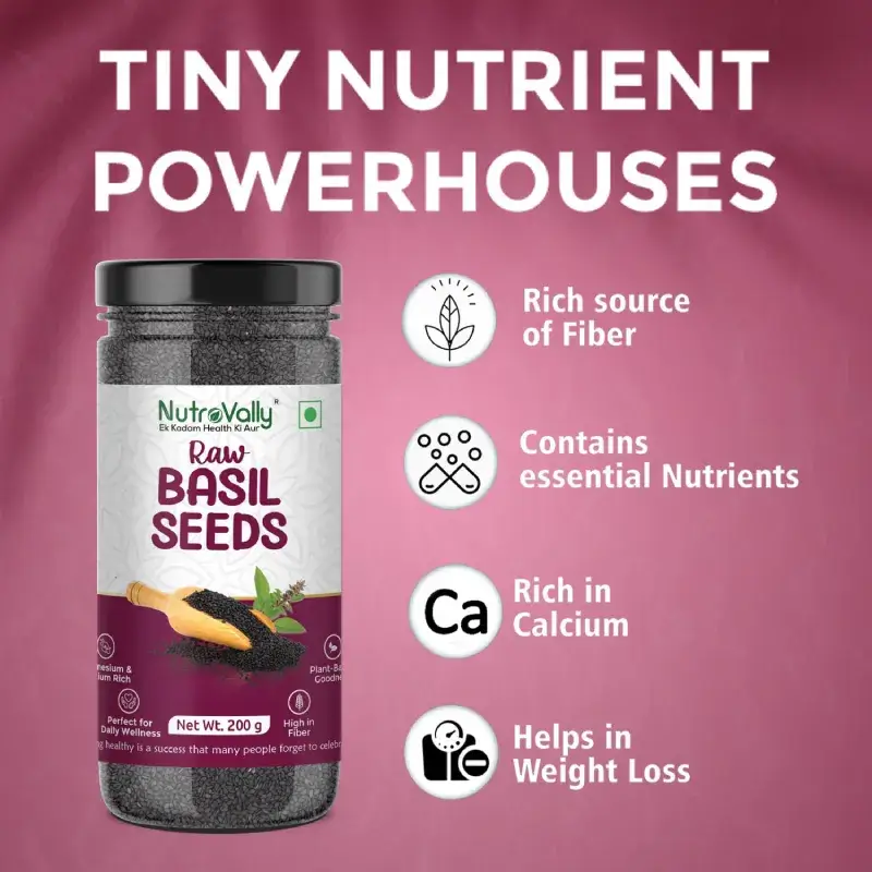 NutroVally Raw Basil Seeds 200g Sabja Superfood Seeds nutrovally raw basil seeds