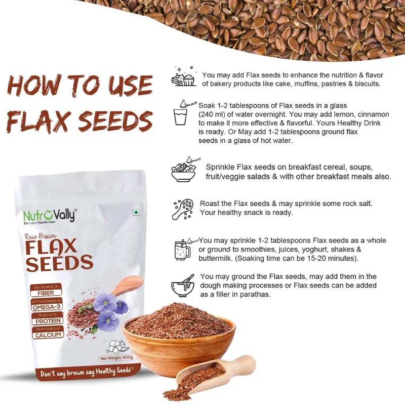 NutroVally Raw Flax Seeds 800g Rich in Omega 3 & Fiber nutrovally raw flax seeds