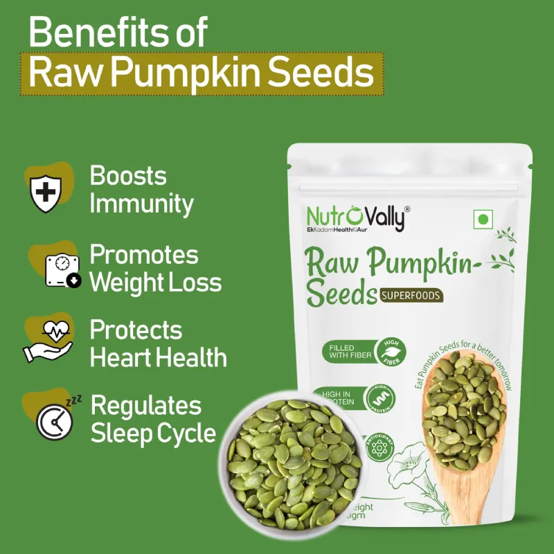 NutroVally Raw Pumpkin Seeds 100g Protein & Fiber Rich Superfood nutrovally raw pumpkin seeds