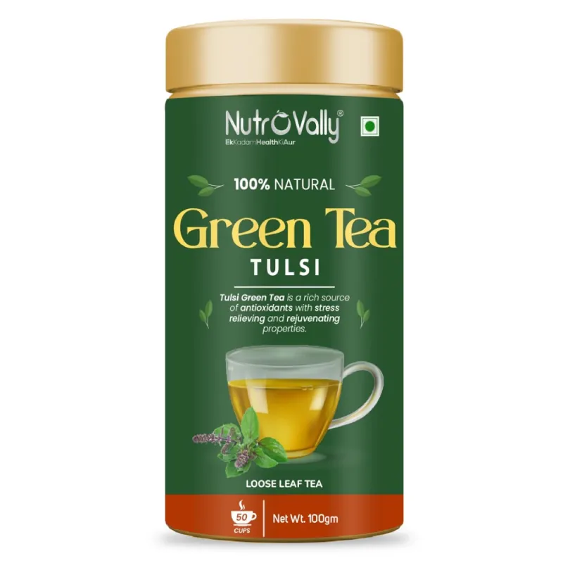 NutroVally Tulsi Green Tea Blend for Detox & Daily Wellness nutrovally tulsi green tea