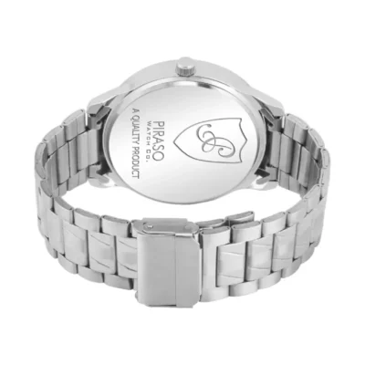 piraso 2047-bk silver chain mens watch