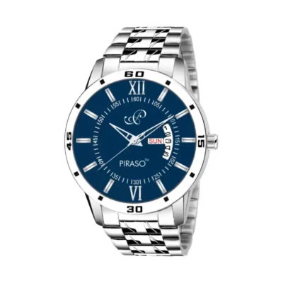 piraso 2047-bl blue dial silver chain watch