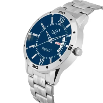 piraso 2047-bl blue dial silver chain watch