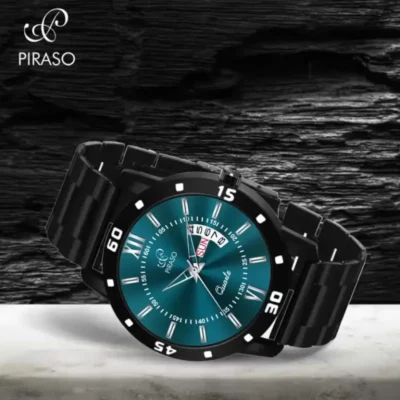 piraso 2047 turquoise dial black chain watch