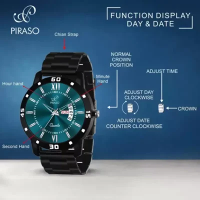 PIRASO 2047 Turquoise Dial Black Chain Men’s Watch piraso 2047 turquoise dial black chain watch