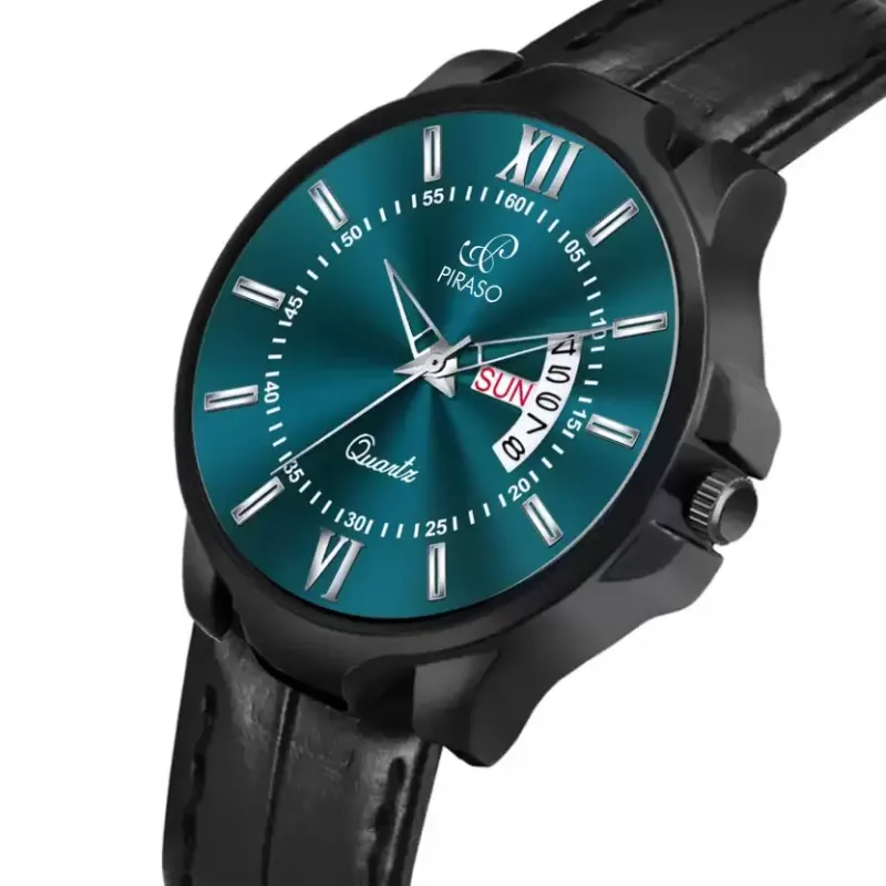 PIRASO 2047 Turquoise Dial Black Strap Men’s Watch piraso 2047 turquoise dial black strap watch