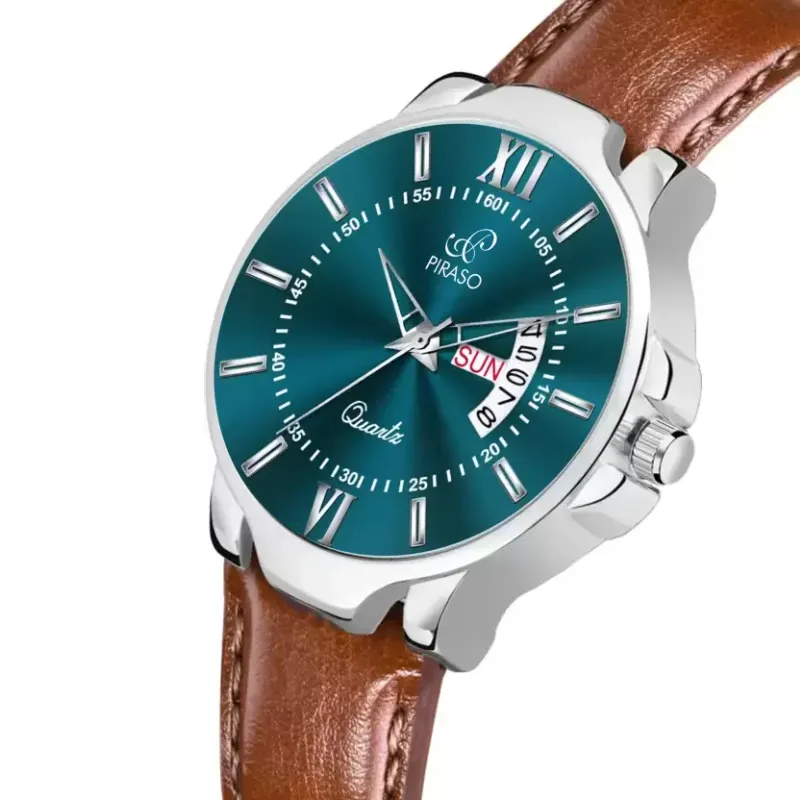 PIRASO 2047 Turquoise Dial Brown Strap Men’s Watch piraso 2047 turquoise dial mens watch