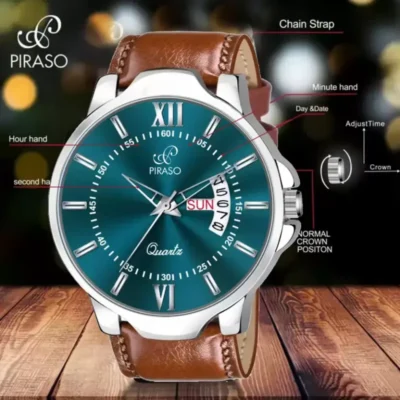 PIRASO 2047 Turquoise Dial Brown Strap Men’s Watch piraso 2047 turquoise dial mens watch