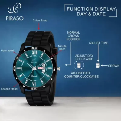 piraso 2047 turquoise silicone mens watch