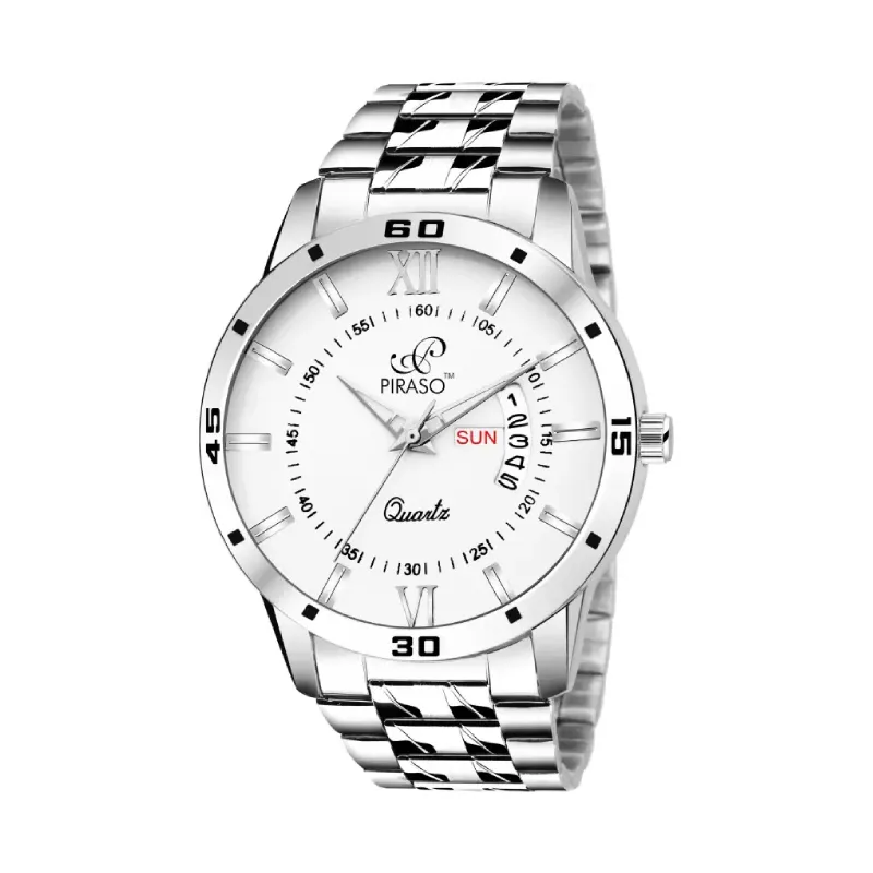 PIRASO 2047-WH White Dial Silver Chain Men’s Watch piraso 2047-wh white dial mens watch