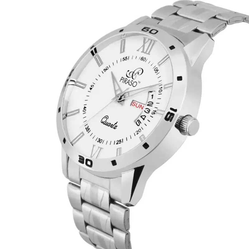 PIRASO 2047-WH White Dial Silver Chain Men’s Watch piraso 2047-wh white dial mens watch