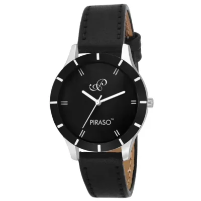 piraso black dial black strap womens watch 9133