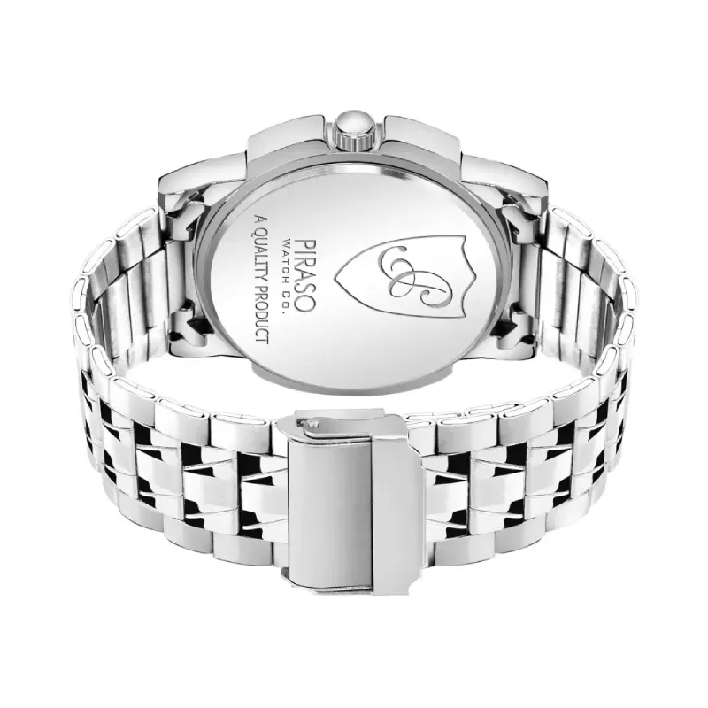 PIRASO Black Dial Silver Chain Day & Date Men’s Watch piraso black dial silver chain mens watch