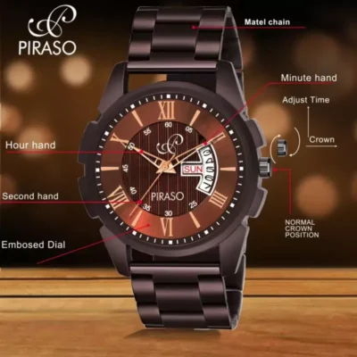 piraso d&d 12 brown chain mens watch