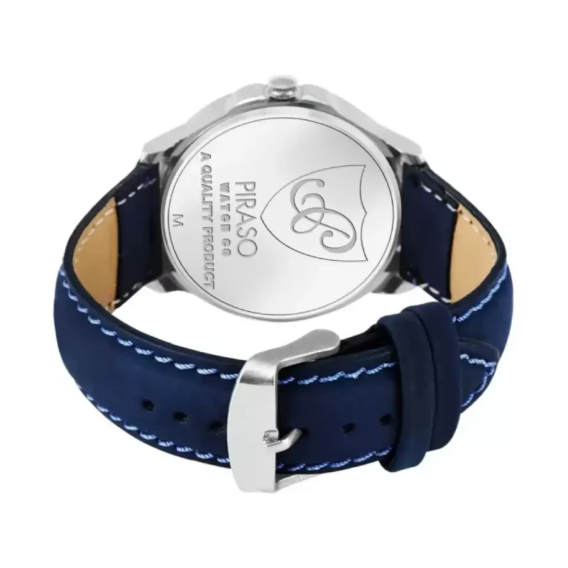 PIRASO PR2922 Blue Dial Blue Leather Strap Men’s Watch piraso pr2922 blue leather strap mens watch
