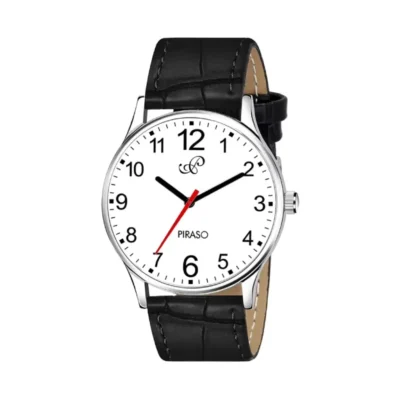 piraso white dial black strap mens watch