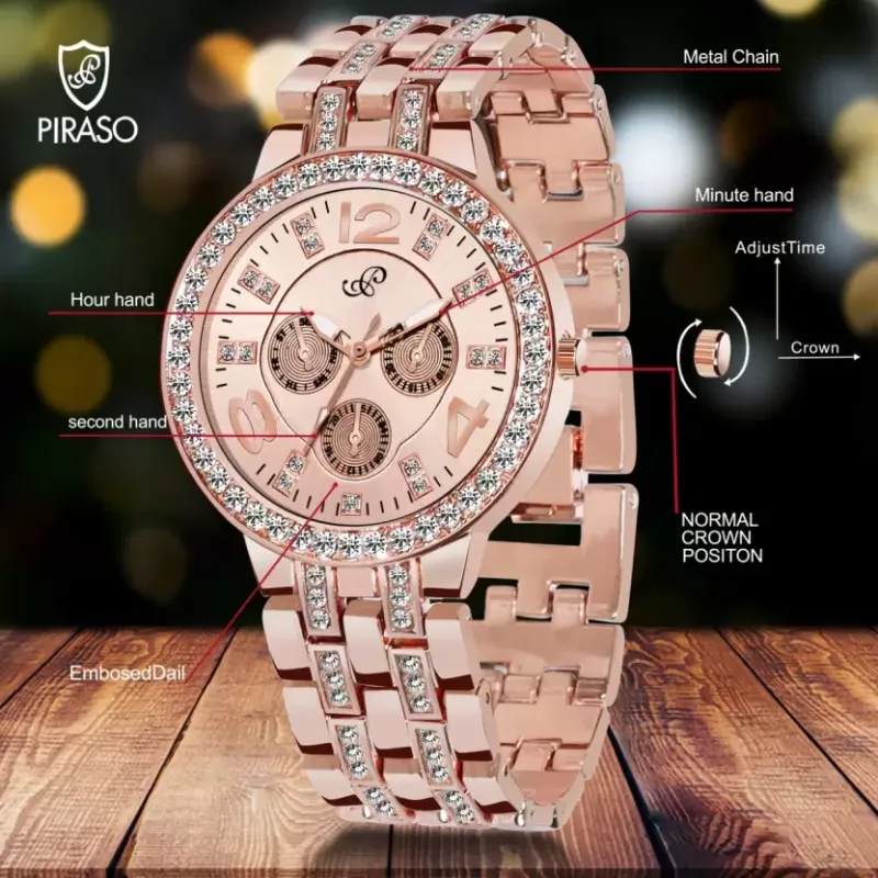 PIRASO Zuperia NK 2569 Rose Gold Women’s Bracelet Watch piraso zuperia rose gold womens bracelet watch