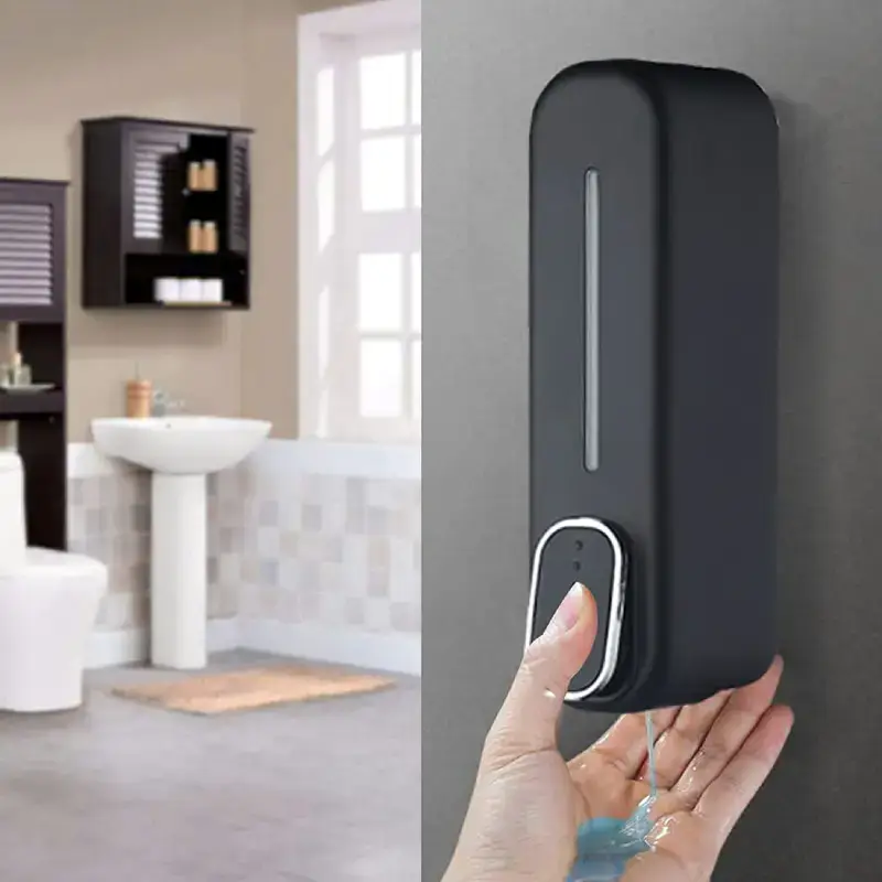 Shopsy Wall-Mounted 350ml Black Soap Dispenser with Lock Shopsy Wall-Mounted Black Soap Dispenser