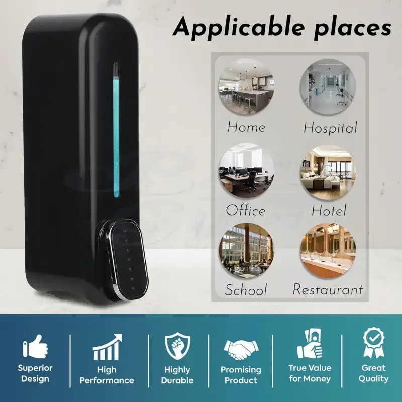 Shopsy Wall-Mounted 350ml Black Soap Dispenser with Lock Shopsy Wall-Mounted Black Soap Dispenser