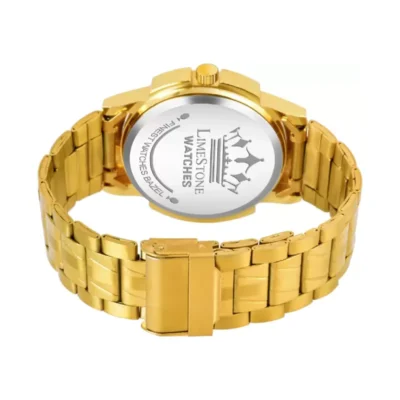 limestone gold plated day date mens watch