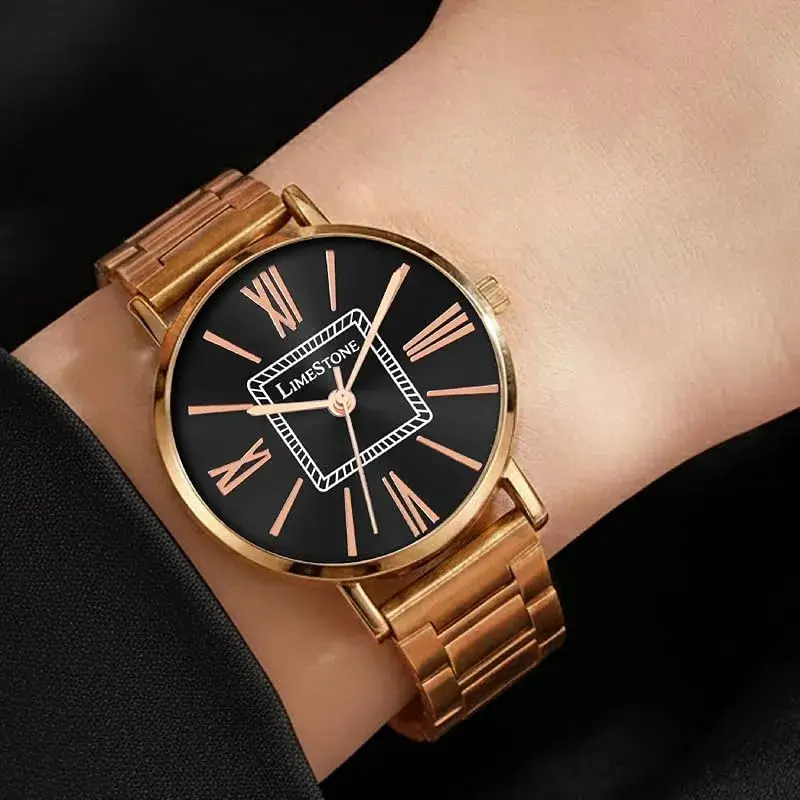 LIMESTONE LS1523 Black Dial Rose Gold Women’s Watch limestone ls1523 rose gold womens watch
