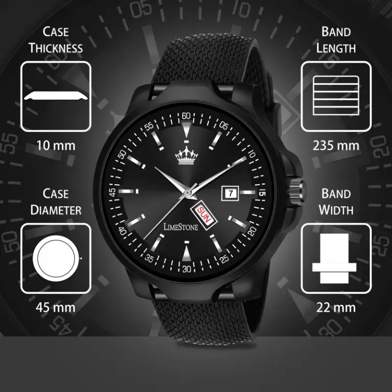 LIMESTONE LS2917 Black Dial Day & Date Men’s Watch limestone ls2917 day date black mens watch