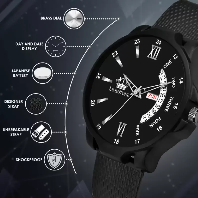 LIMESTONE LS2972 Black Dial Black Mesh Strap Men’s Watch limestone ls2972 black mesh strap mens watch