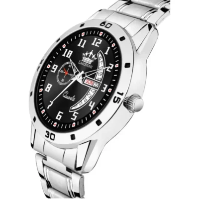 limestone ls2978 black dial silver chain watch