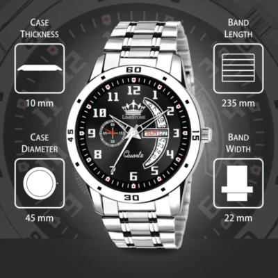 LIMESTONE LS2978 Black Dial Silver Chain Men’s Watch limestone ls2978 black dial silver chain watch