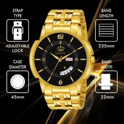 limestone ls3064 gold chain mens watch