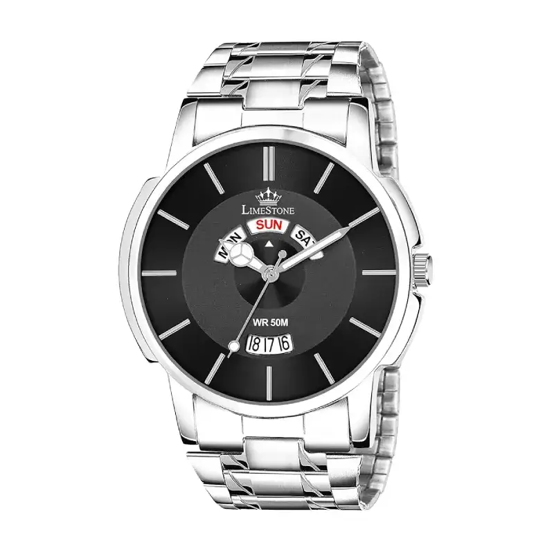 LIMESTONE LS3344 Black Dial Silver Strap Men’s Watch limestone ls3344 black dial mens watch