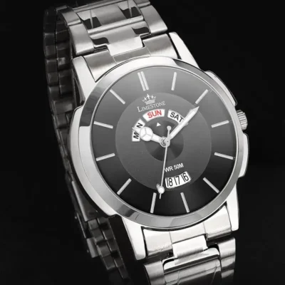LIMESTONE LS3344 Black Dial Silver Strap Men’s Watch limestone ls3344 black dial mens watch