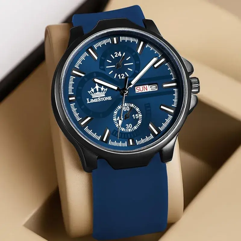 LIMESTONE LS3359 Blue Dial Day & Date Men’s Watch limestone ls3359 blue day date mens watch