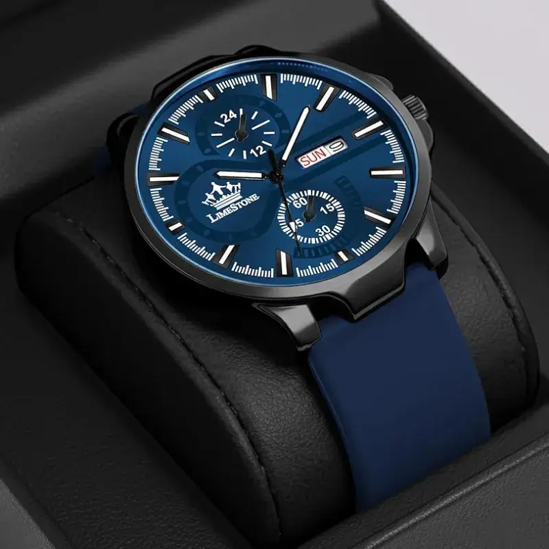 LIMESTONE LS3359 Blue Dial Day & Date Men’s Watch limestone ls3359 blue day date mens watch