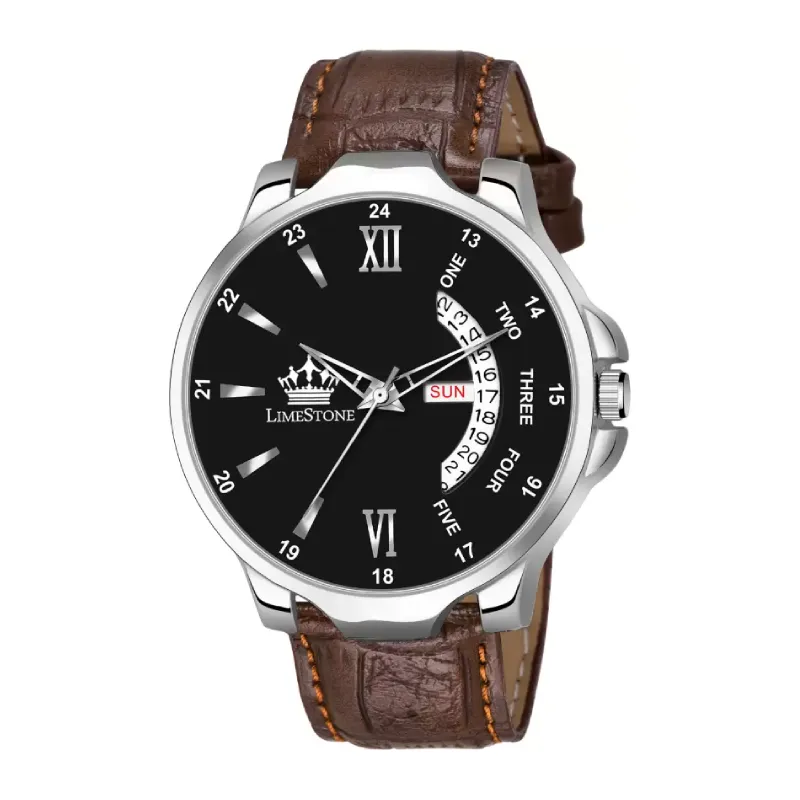 LIMESTONE LS3028 FK Black Dial Leather Strap Men’s Watch limestone ls3028 fk black dial mens watch