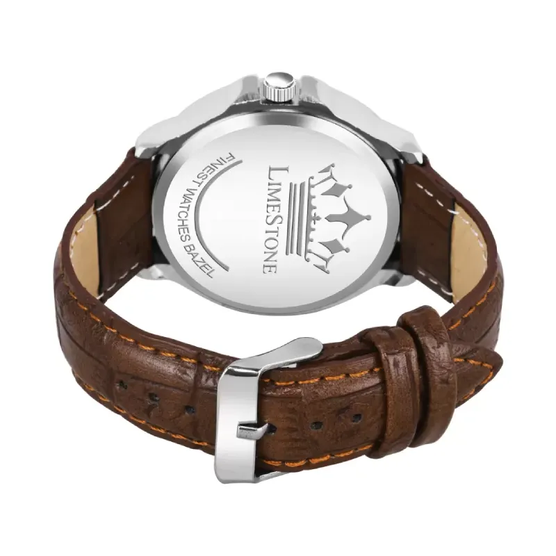 LIMESTONE LS3028 FK Black Dial Leather Strap Men’s Watch limestone ls3028 fk black dial mens watch