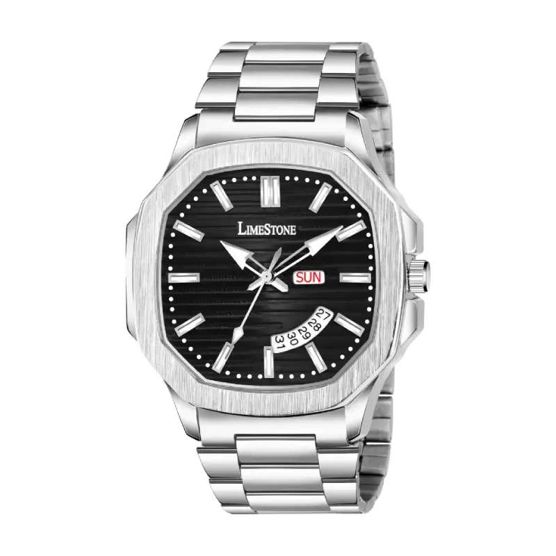 LIMESTONE OTUS0002 3D Black Dial Silver Chain Watch limestone otus0002 3d black dial chain watch