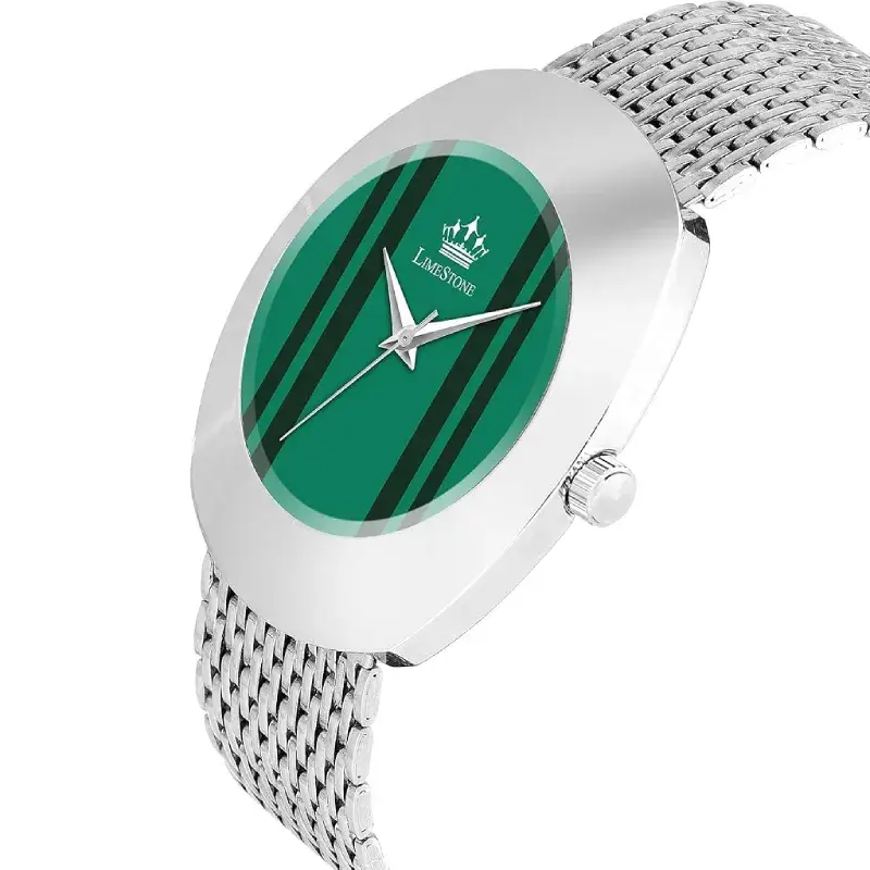 LIMESTONE IZIPIZI RADD006 Green Dial Silver Mesh Chain Men’s Watch limestone radd001 green dial mesh mens watch