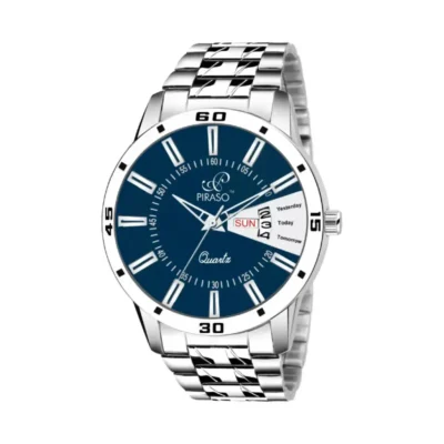 piraso 2038-bl blue dial silver chain watch