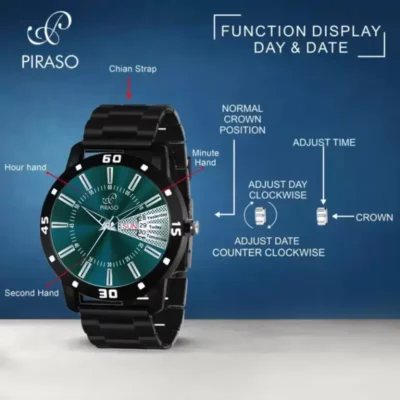PIRASO 2038 Turquoise Dial Black Chain Men’s Watch piraso 2038 turquoise dial black chain watch