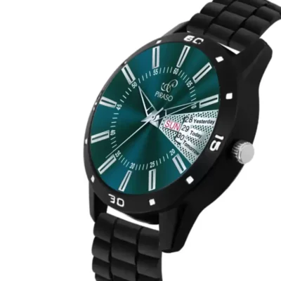 piraso 2038 turquoise dial black mesh watch