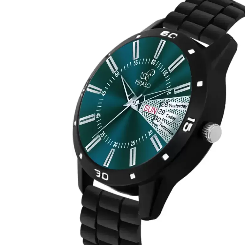 PIRASO 2038 Turquoise Dial Black Mesh Men’s Watch piraso 2038 turquoise dial black mesh watch
