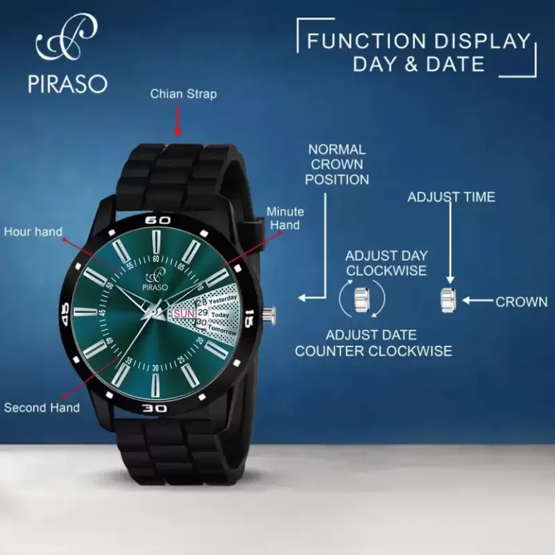 PIRASO 2038 Turquoise Dial Black Mesh Men’s Watch piraso 2038 turquoise dial black mesh watch