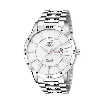 piraso 2038-wh white dial silver chain watch