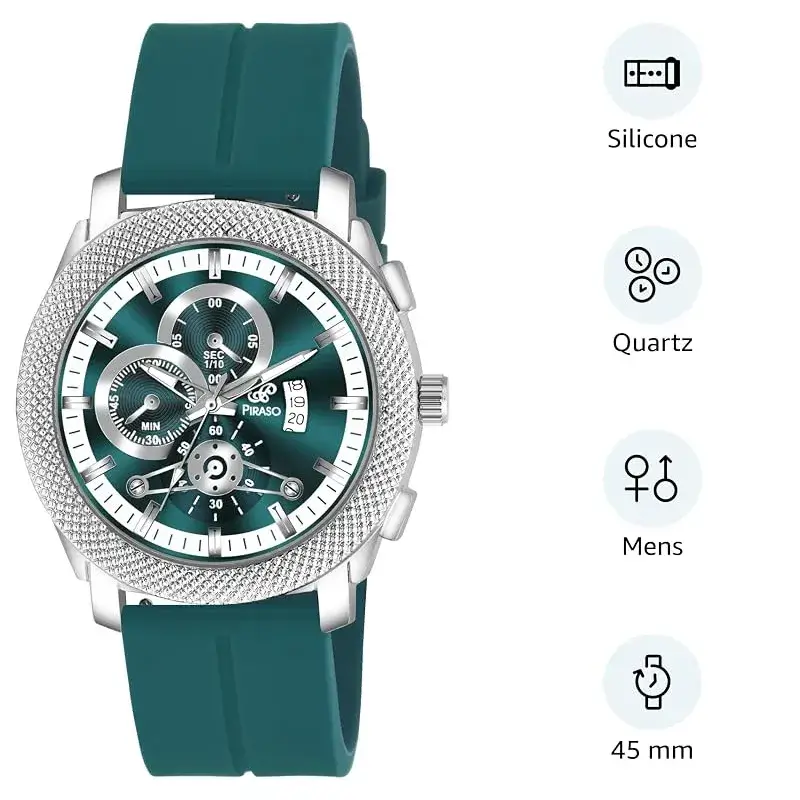 PIRASO 973 2025 Green Dial Green Silicone Strap Men’s Watch piraso 973 2025 green dial mens watch