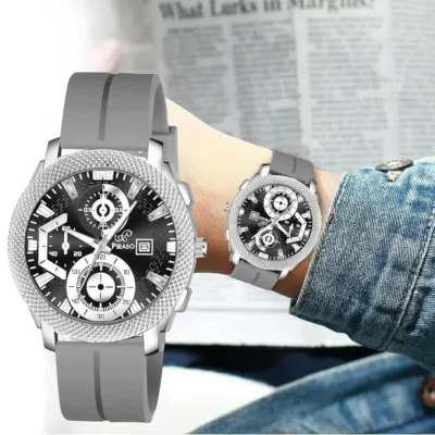 PIRASO 973 ADIFI Black Dial Grey Silicone Strap Men’s Watch piraso 973 adifi black dial mens watch